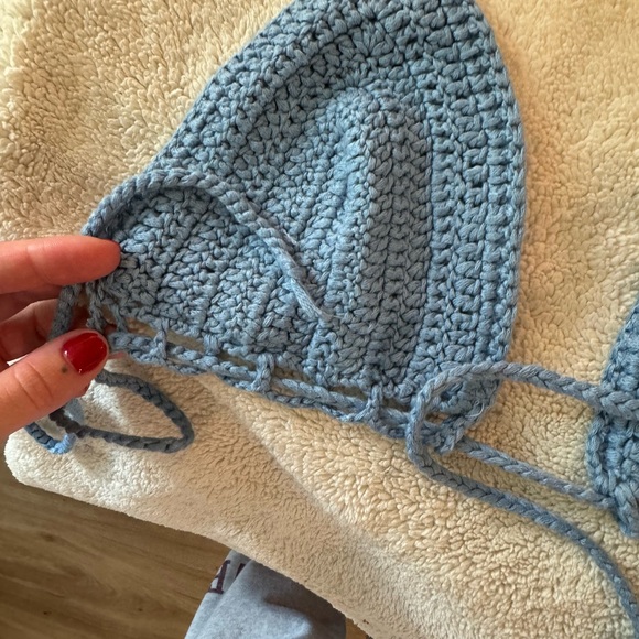 Blue Crochet Bikini Top - Picture 2 of 7